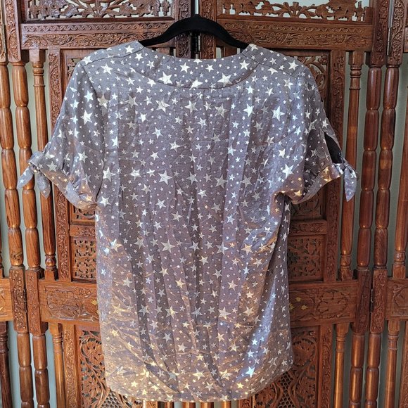 Modcloth Glimmery Star Gazer Shirt Festive Top - Medium - Picture 4 of 9
